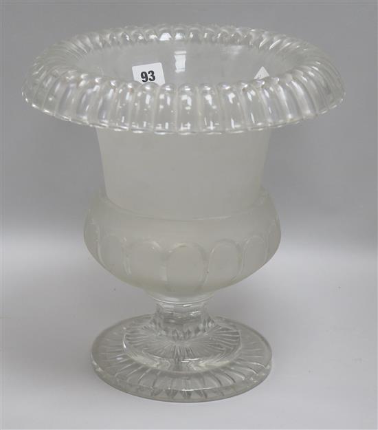 A Victorian two part frosted glass wine cooler H.31cm.